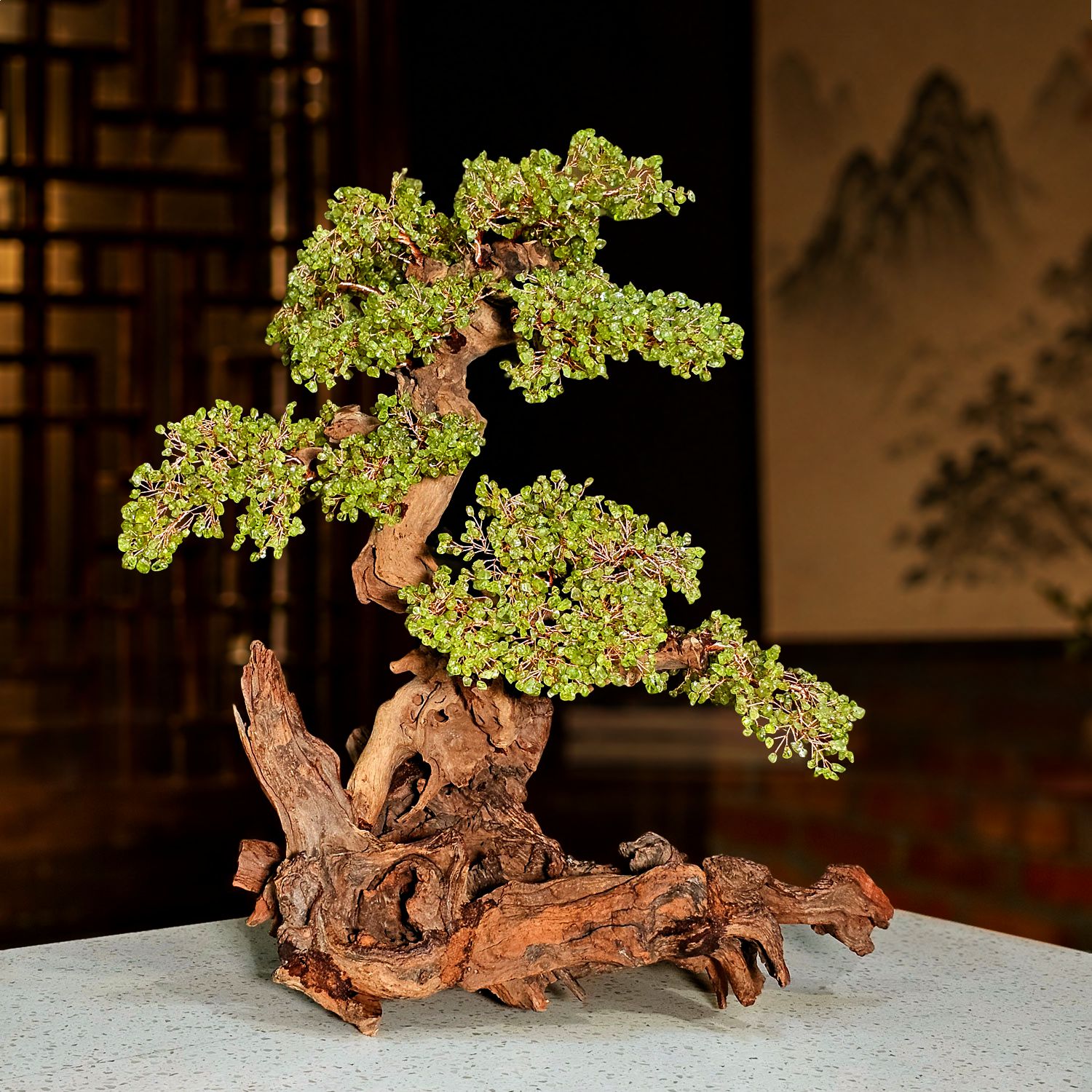 橄榄石流木款招财树